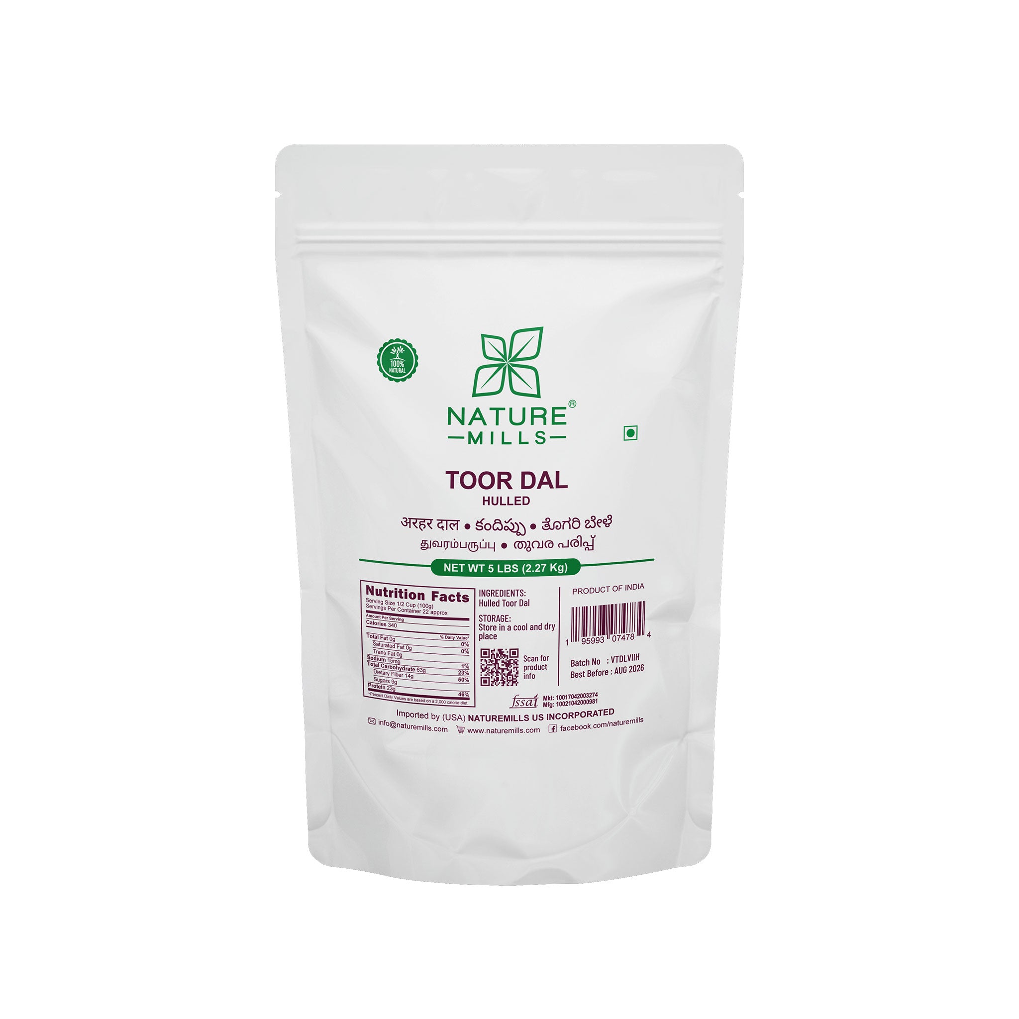 NatureMills Toor Dal 5 lbs